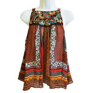 Boho Bhanuni by Jyoti Fiona Cami Tank Swing Embroidery Embellished Scarf XS